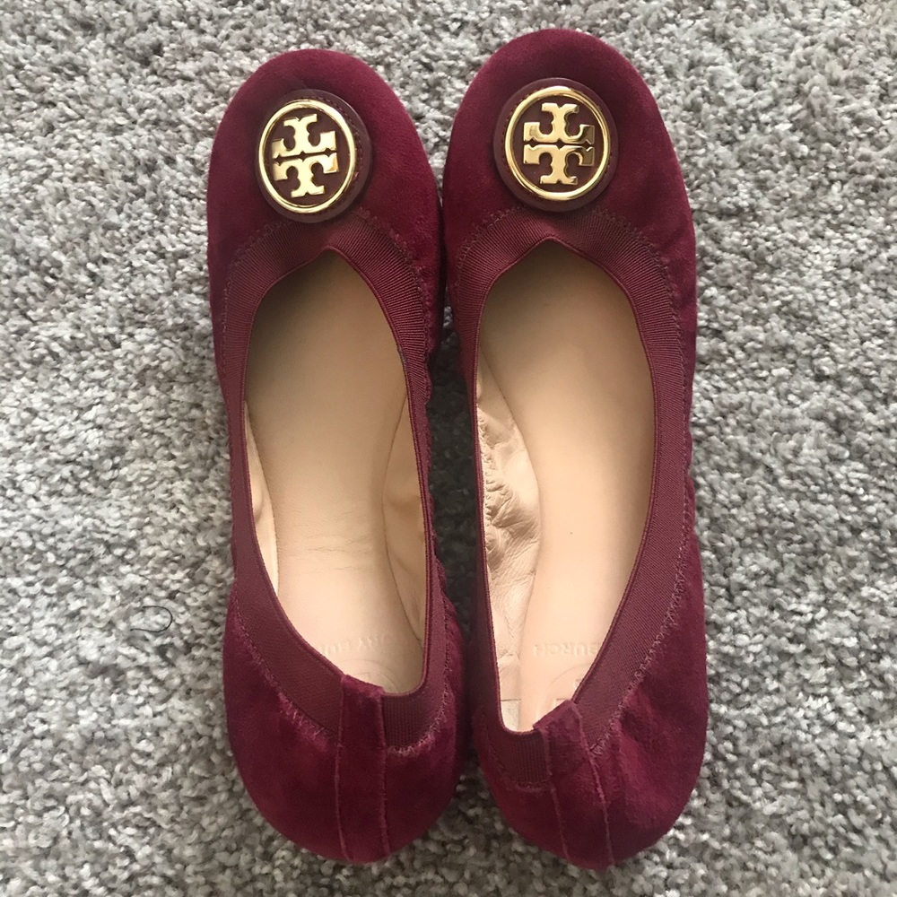 Tory Burch "Caroline 2 Ballet" Flats in Dark Red